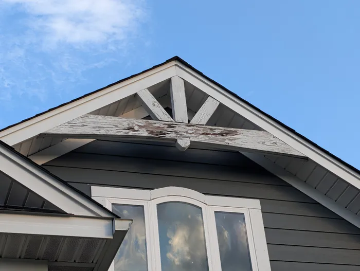 Decorative gable brackets before Terrabyte's carpentry work